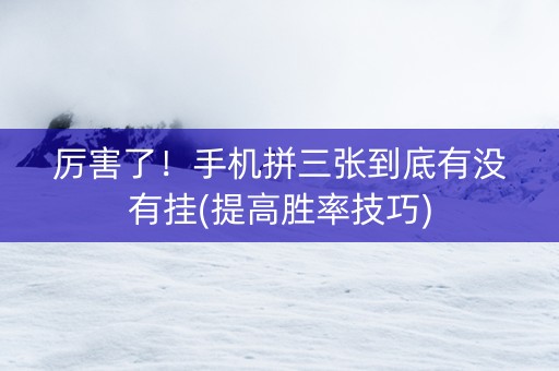 厉害了！手机拼三张到底有没有挂(提高胜率技巧)