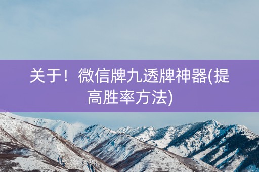 关于！微信牌九透牌神器(提高胜率方法)