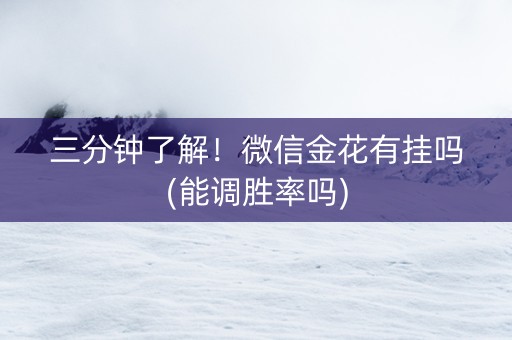 三分钟了解！微信金花有挂吗(能调胜率吗)