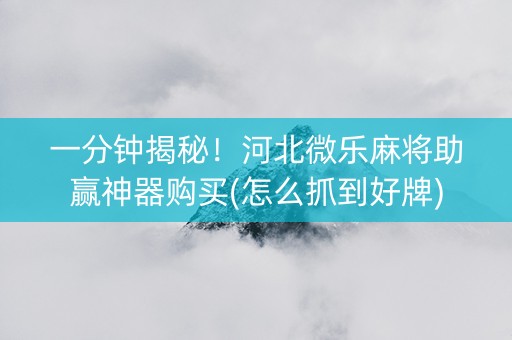 一分钟揭秘！河北微乐麻将助赢神器购买(怎么抓到好牌)
