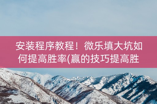 安装程序教程！微乐填大坑如何提高胜率(赢的技巧提高胜率)