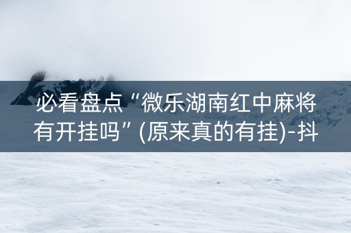 必看盘点“微乐湖南红中麻将有开挂吗”(原来真的有挂)-抖音