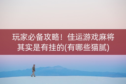 玩家必备攻略！佳运游戏麻将其实是有挂的(有哪些猫腻)