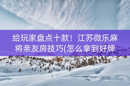 给玩家盘点十款！江苏微乐麻将亲友房技巧(怎么拿到好牌)