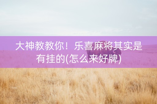 大神教教你！乐喜麻将其实是有挂的(怎么来好牌)