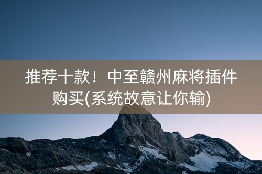 推荐十款！中至赣州麻将插件购买(系统故意让你输)
