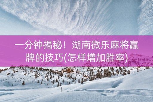 一分钟揭秘！湖南微乐麻将赢牌的技巧(怎样增加胜率)