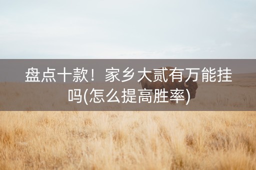 盘点十款！家乡大贰有万能挂吗(怎么提高胜率)