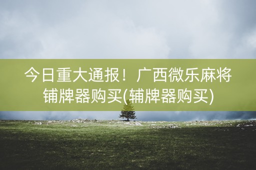 今日重大通报！广西微乐麻将铺牌器购买(辅牌器购买)