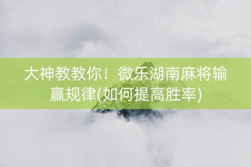 大神教教你！微乐湖南麻将输赢规律(如何提高胜率)