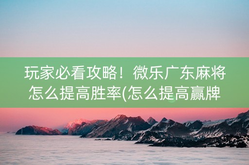 玩家必看攻略！微乐广东麻将怎么提高胜率(怎么提高赢牌率)