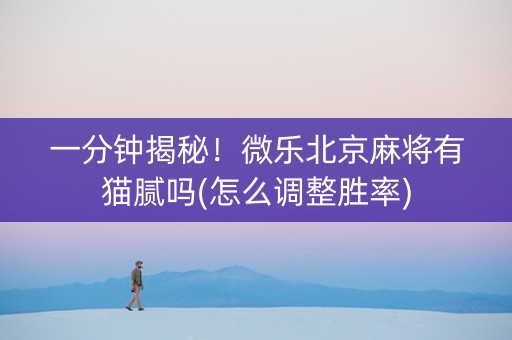 一分钟揭秘！微乐北京麻将有猫腻吗(怎么调整胜率)