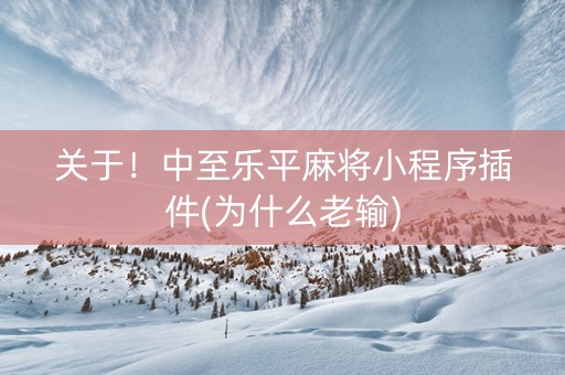关于！中至乐平麻将小程序插件(为什么老输)