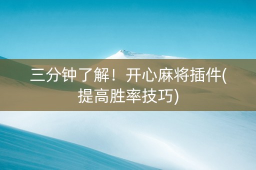 三分钟了解！开心麻将插件(提高胜率技巧)