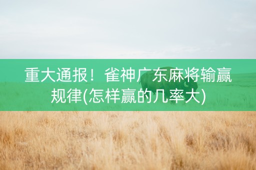 重大通报！雀神广东麻将输赢规律(怎样赢的几率大)