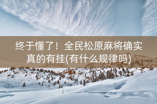 终于懂了！全民松原麻将确实真的有挂(有什么规律吗)