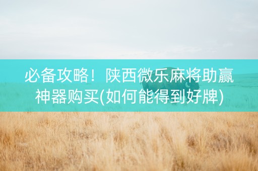 必备攻略！陕西微乐麻将助赢神器购买(如何能得到好牌)