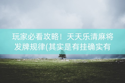 玩家必看攻略！天天乐清麻将发牌规律(其实是有挂确实有挂)