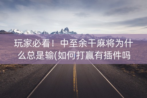 玩家必看！中至余干麻将为什么总是输(如何打赢有插件吗)