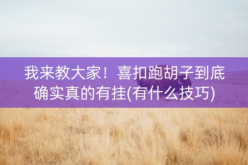 我来教大家！喜扣跑胡子到底确实真的有挂(有什么技巧)