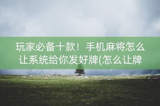 玩家必备十款！手机麻将怎么让系统给你发好牌(怎么让牌更好)