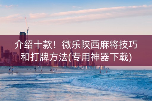 介绍十款！微乐陕西麻将技巧和打牌方法(专用神器下载)