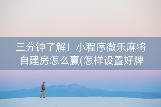 三分钟了解！小程序微乐麻将自建房怎么赢(怎样设置好牌)