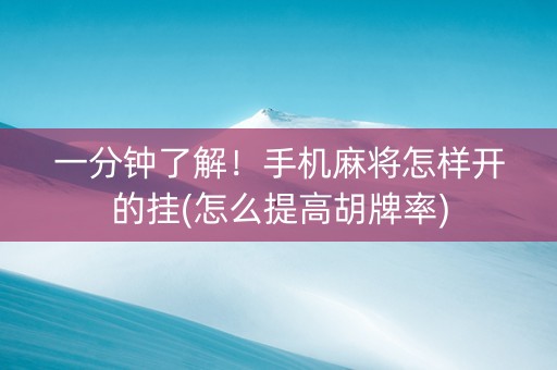一分钟了解！手机麻将怎样开的挂(怎么提高胡牌率)