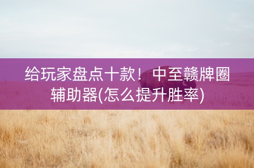 给玩家盘点十款！中至赣牌圈辅助器(怎么提升胜率)