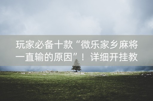 玩家必备十款“微乐家乡麻将一直输的原因”！详细开挂教程（确实真的有挂)-抖音