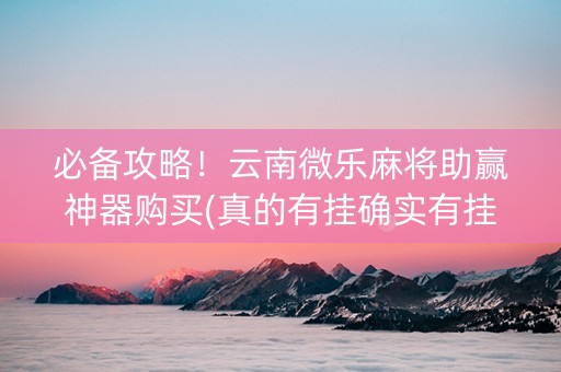 必备攻略！云南微乐麻将助赢神器购买(真的有挂确实有挂)
