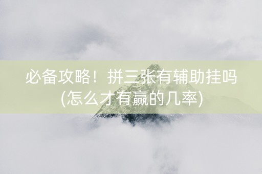 必备攻略！拼三张有辅助挂吗(怎么才有赢的几率)