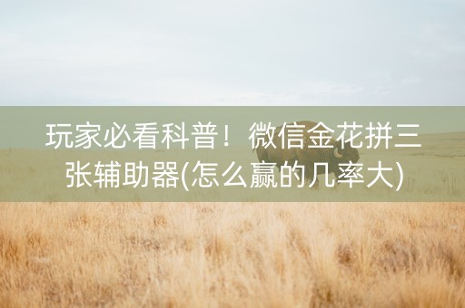 玩家必看科普！微信金花拼三张辅助器(怎么赢的几率大)