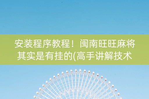 安装程序教程！闽南旺旺麻将其实是有挂的(高手讲解技术)