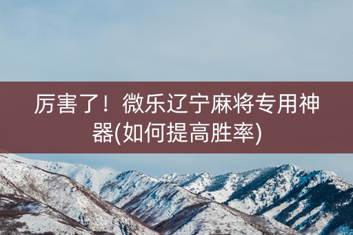 厉害了！微乐辽宁麻将专用神器(如何提高胜率)