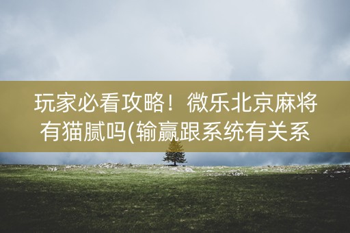 玩家必看攻略！微乐北京麻将有猫腻吗(输赢跟系统有关系吗)