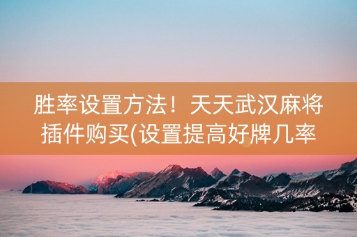 胜率设置方法！天天武汉麻将插件购买(设置提高好牌几率)