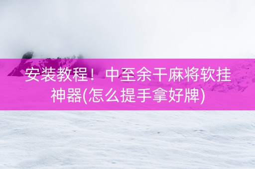 安装教程！中至余干麻将软挂神器(怎么提手拿好牌)