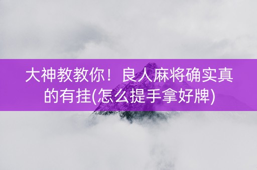 大神教教你！良人麻将确实真的有挂(怎么提手拿好牌)