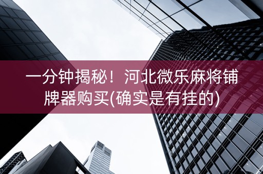 一分钟揭秘！河北微乐麻将铺牌器购买(确实是有挂的)
