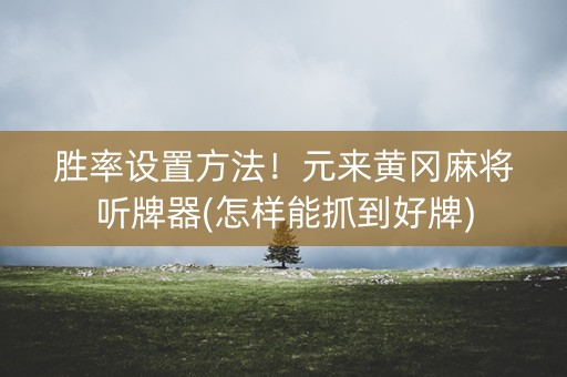 胜率设置方法！元来黄冈麻将听牌器(怎样能抓到好牌)