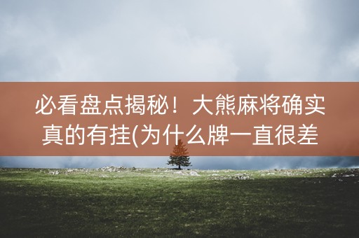 必看盘点揭秘！大熊麻将确实真的有挂(为什么牌一直很差)