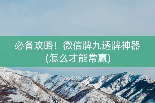 必备攻略！微信牌九透牌神器(怎么才能常赢)