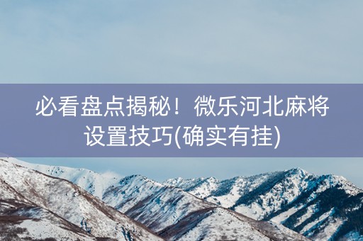 必看盘点揭秘！微乐河北麻将设置技巧(确实有挂)