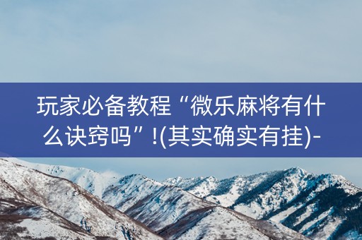 玩家必备教程“微乐麻将有什么诀窍吗”!(其实确实有挂)-抖音
