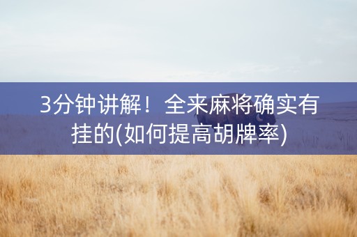 3分钟讲解！全来麻将确实有挂的(如何提高胡牌率)