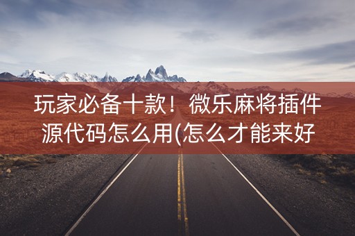 玩家必备十款！微乐麻将插件源代码怎么用(怎么才能来好牌)