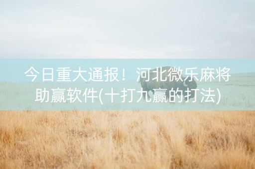 今日重大通报！河北微乐麻将助赢软件(十打九赢的打法)