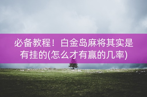 必备教程！白金岛麻将其实是有挂的(怎么才有赢的几率)