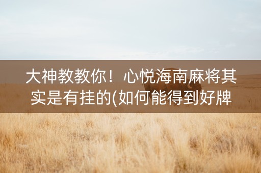 大神教教你！心悦海南麻将其实是有挂的(如何能得到好牌)